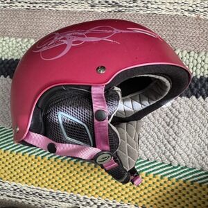 Giro Encore Snow Helmet Womens Medium Metallic Pink Ski Snowboard Goggle Clip